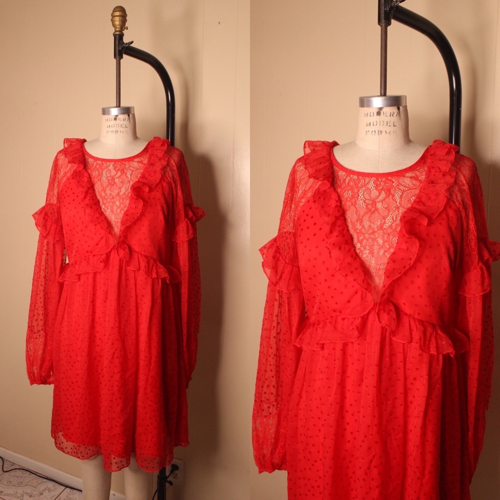 Red Pin Dot Dress from Free People